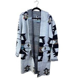 Pinklicious Southwestern Hooded Cardigan Sweater Women Medium Western Boho